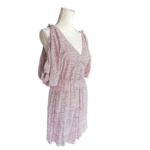 New NWT & Other Stories Pink Dotted Open Shoulder Tie Mini Dress - 6 - Picture 3 of 11